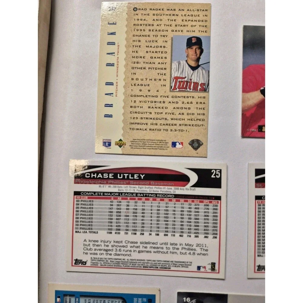Baseball Card Lot Maddux Piazza Beltran Utley Jones Radke Riggs Bowman Topps...